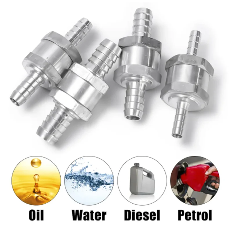 Generic 8mm One Way Aluminium Fuel Non Return Check Valve For Petrol Diesel Oil Water Chrome Car Auto Carburettor Low Pressure Systems (2 Packs) | Best Price UAE | Dubai, Abu Dhabi