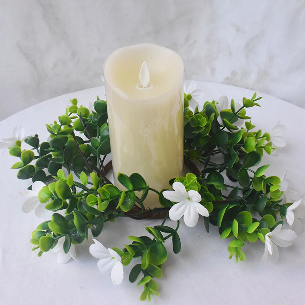 

Artificial Eucalyptus Candle Wreaths Lightweight Candle Ring For Farmhouse Wedding Table Party Home Decor
