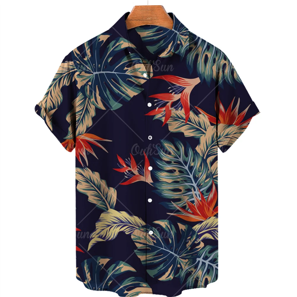 Fashion Men's Shirt Colorful Print Hawaiian Casual Short Sleeve Tee Personality Abstract Vintage Oversized Top Man Clothes 5xl