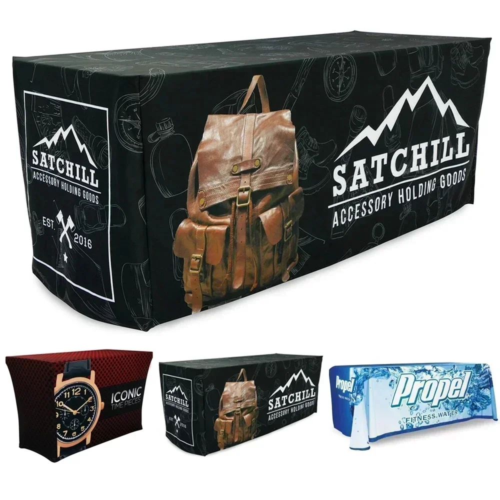 DD 4ft 6ft 8ft Custom Logo Spandex Table Cover Stretch Table Cloth Hotel Banquet Wedding Exhibition Counter Decor Tablecloth - Image 5