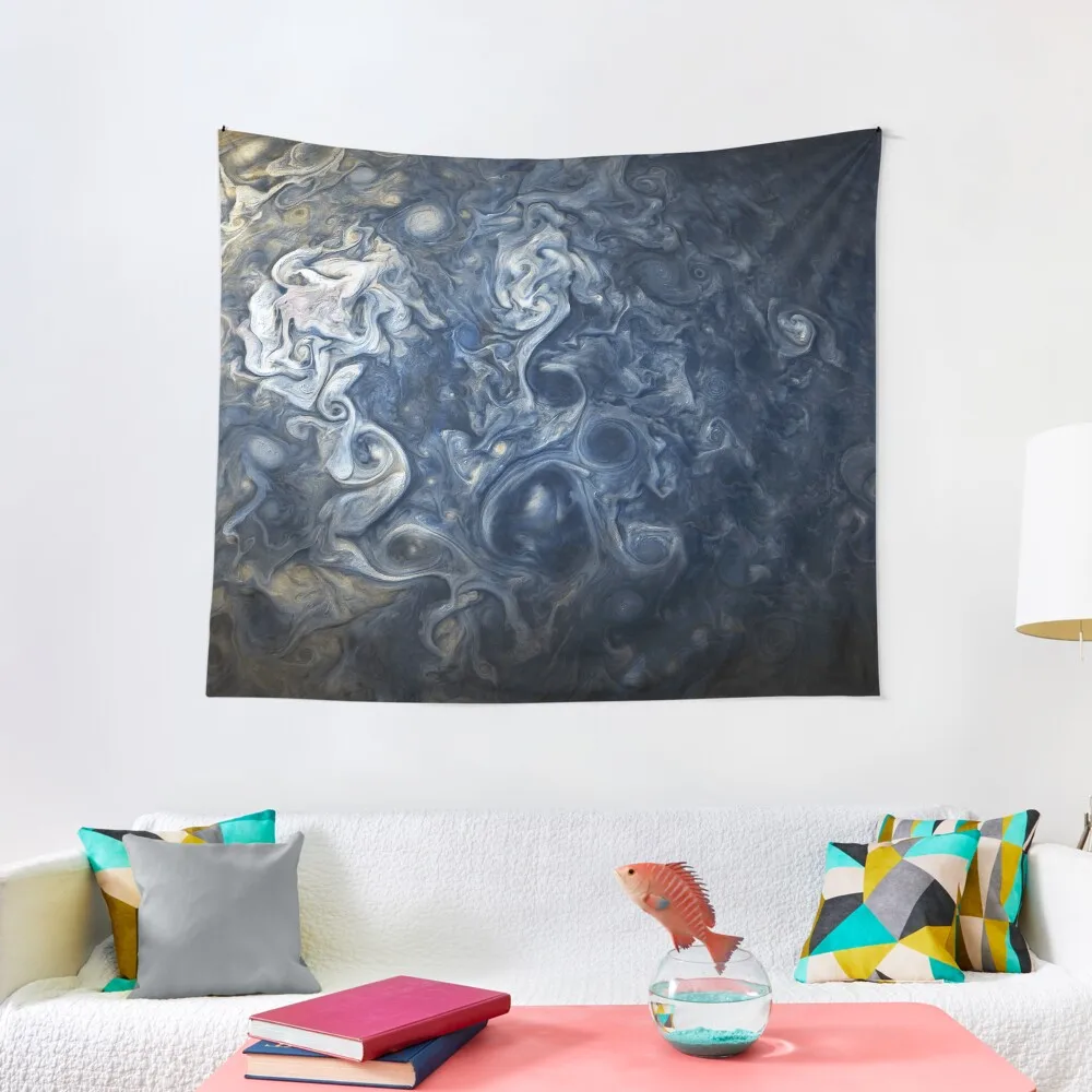 

Swirling Blue Clouds of Planet Jupiter from Juno Cam Tapestry Decoration Pictures Room Wall Decoration For Rooms