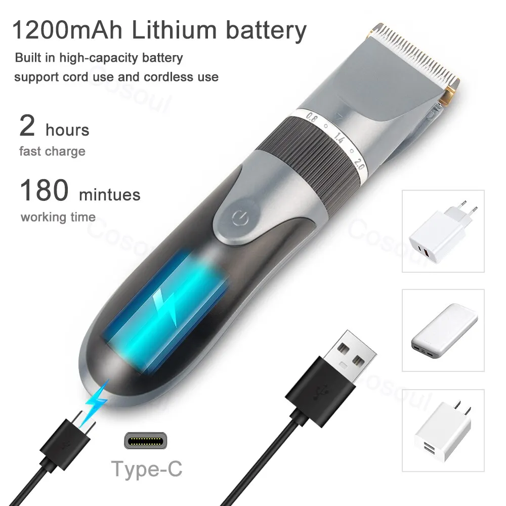 Hair Clipper Electric Barber Hair Trimmers For Men Adults Kids Cordless Rechargeable Hair Cutter Machine Professional 6