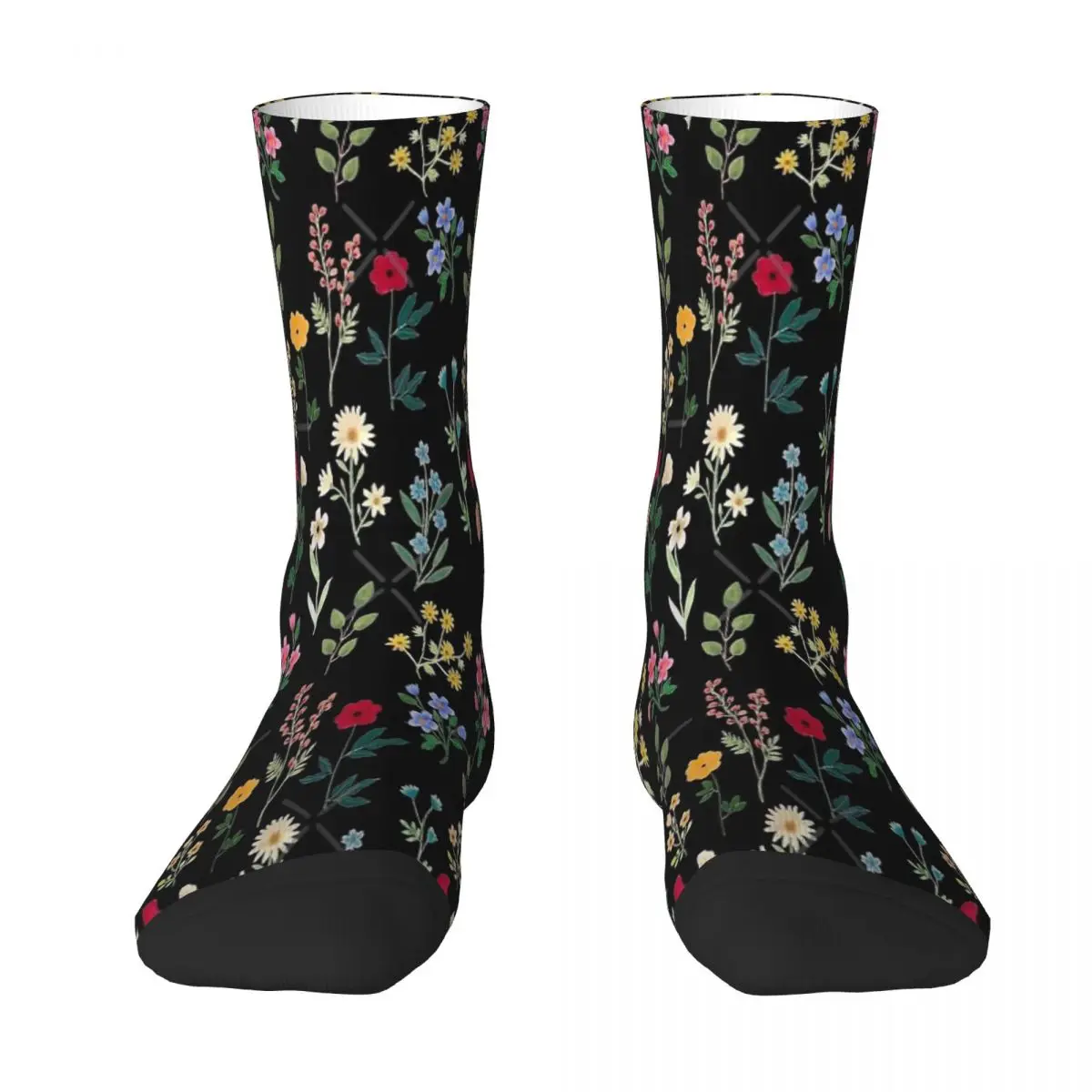 

Spring Botanicals Black Men Socks Long Sock Knee-High Couples Socks Personality Hip Hop Skateboard Stockings