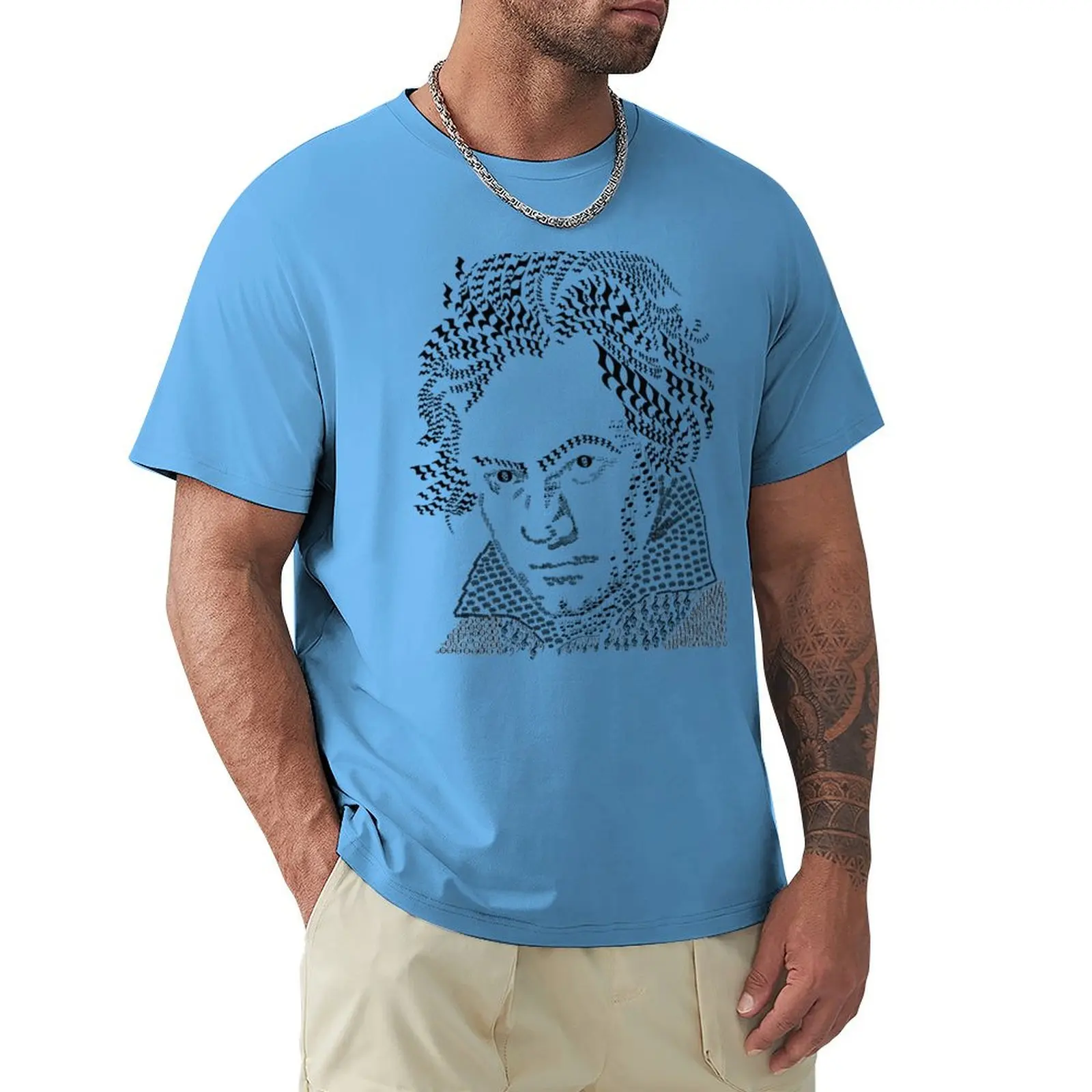 

Ludwig van Beethoven - Music Notes and symbols T-Shirt anime clothes kawaii clothes t shirts men