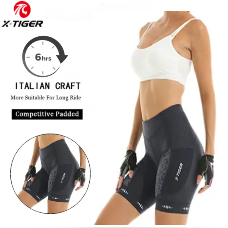 Women Cycling Shorts X-TIGER Road Bicycle Pro 5D Padded MTB with Side Pockets Summer Cycling Bib Tights cycling shorts