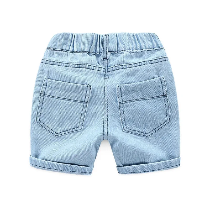 Kids Denim Boy Shorts - Casual Torn Jeans Knee Length Elastic Waist Fashion Trousers 2-8Y