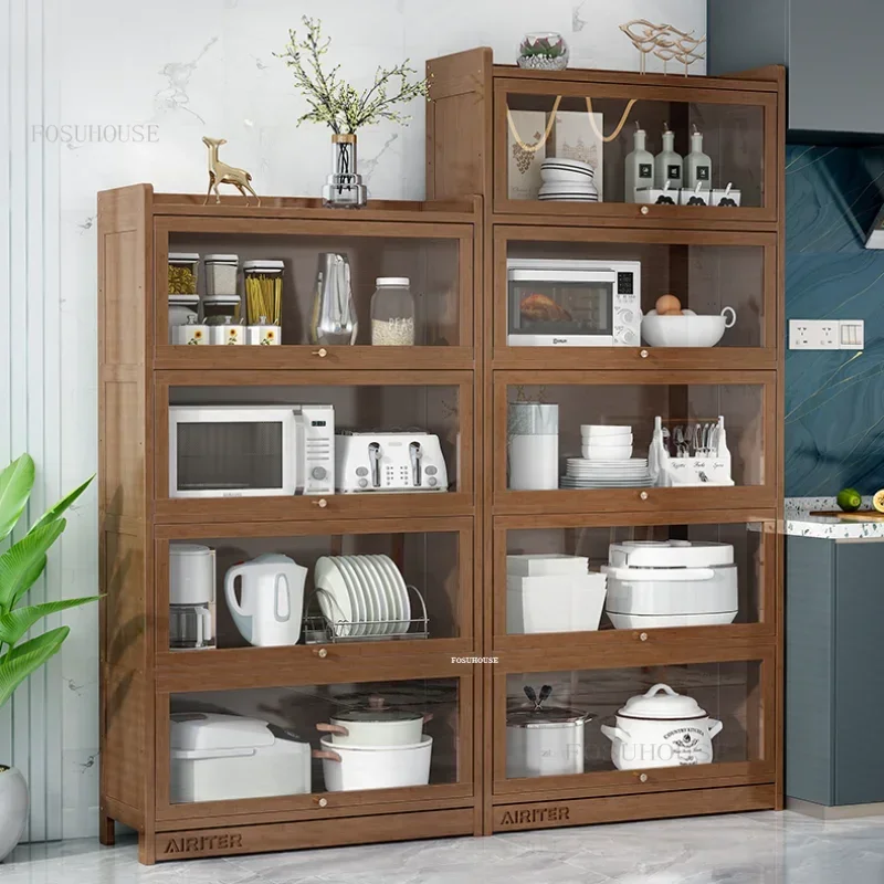 Coffee Shop Kitchen Cabinets Household Furniture Multi-layer Storage Cabinet Villa Floor-to-ceiling Locker with Door r 2
