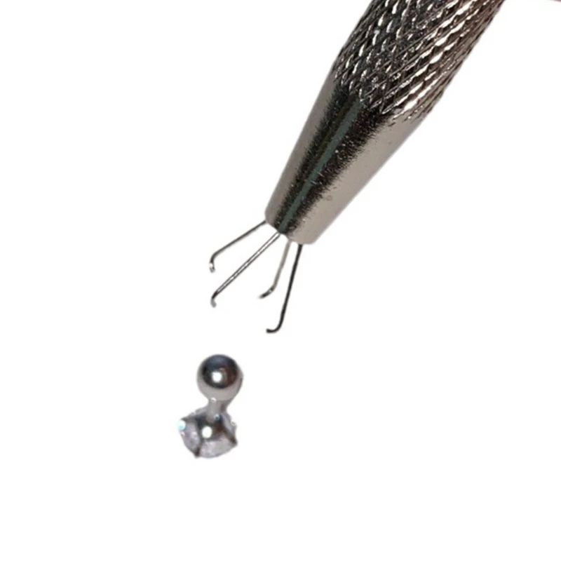 Push in Type Quads Prong Professional Bead Holder Grab Ball Catchers Surgical Steel Body Piercings Tools Jewelry