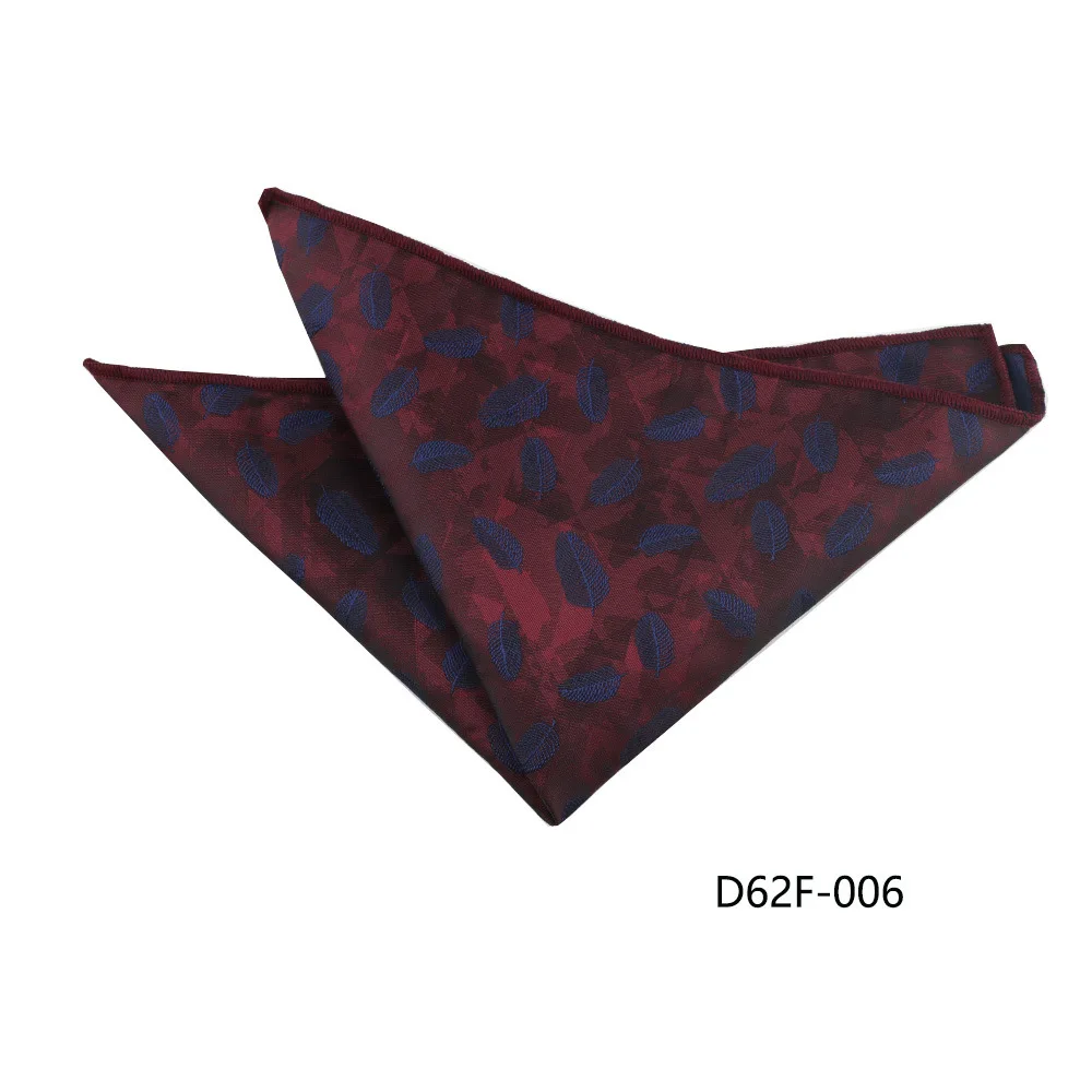 24cm Korean Style Leaf Floral Handkerchief For Men Suits Brown Red Pocket Square Polyester Woven Hanky Small Towel Tuxedo Cravat