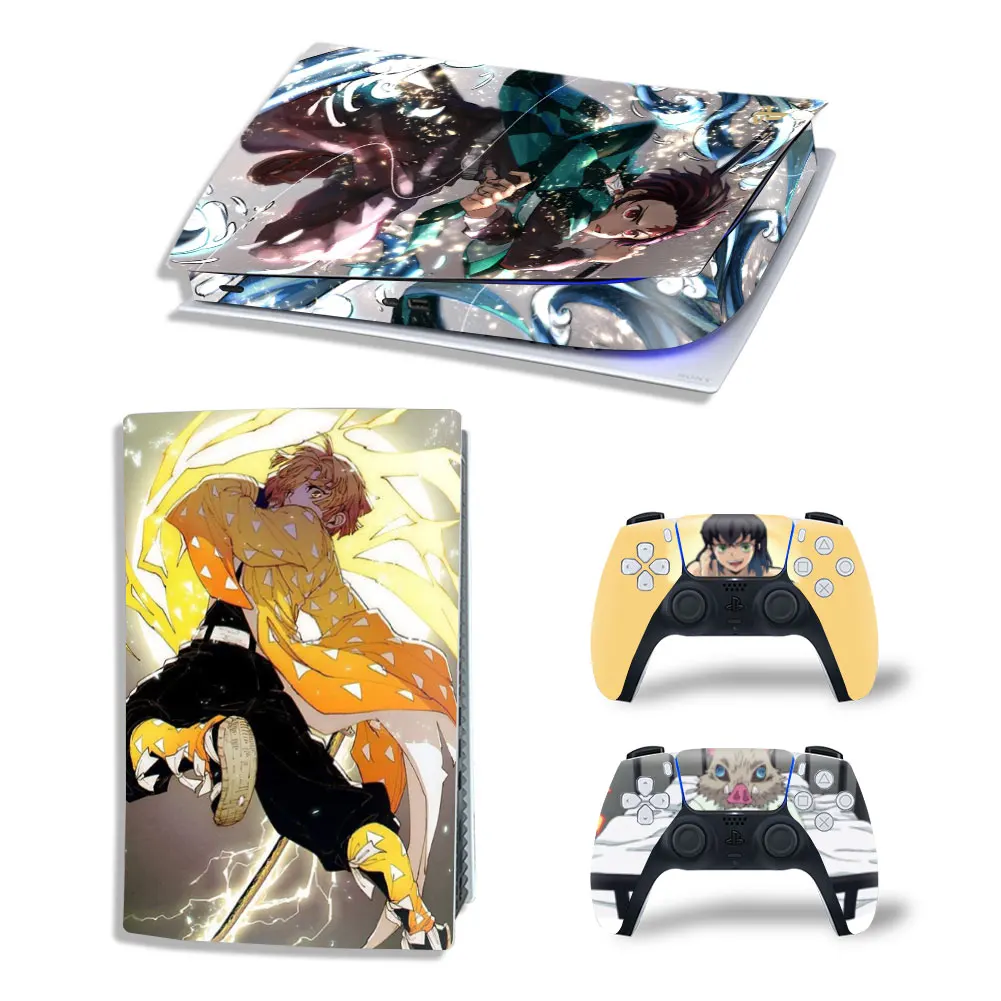 Demon Slayer Tanjiro PS5 Digital Edition Skin Decal Cover for PlayStation 5 Console and 2 Controllers PS5 Skin Sticker Vinyl 