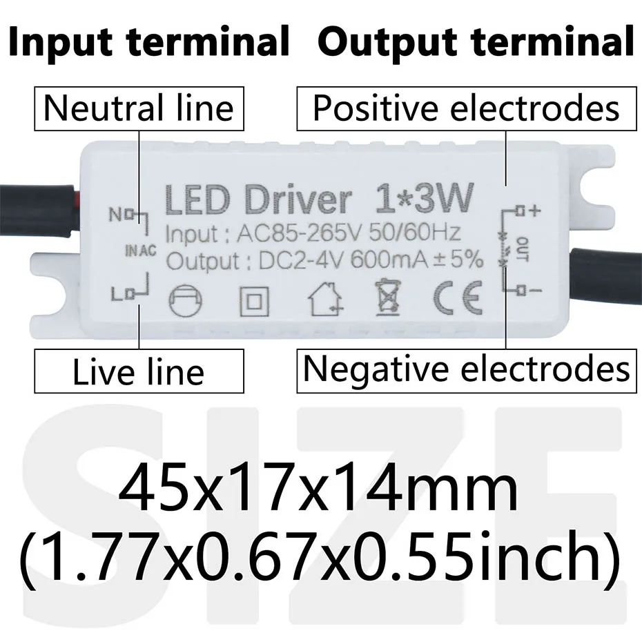 1*1W 1*3W DC2-4V Led-treiber AC85-265V Netzteil 300mA 600mA Integrierte Konstantstrom Beleuchtung Kristall Lampe Kronleuchter Treiber – Detail 3