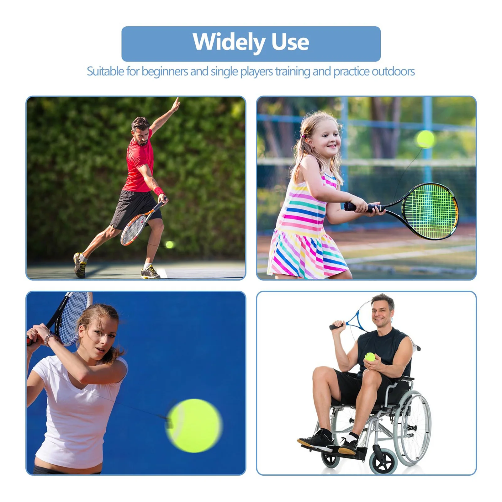 Tennis Ball Tennis Beginner Training Ball With 4M Elastic Rubber String For Single Practice