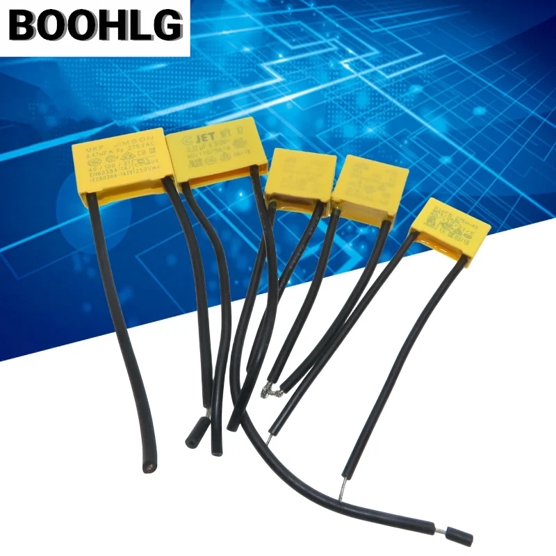 5PCS AD K X2 Safety capacitance Tape line 250V-275V 0.1uF 0.15uF 0.22uF 0.33uF 0.47uF Housing Flexible wire safety capacitor safety capacitor