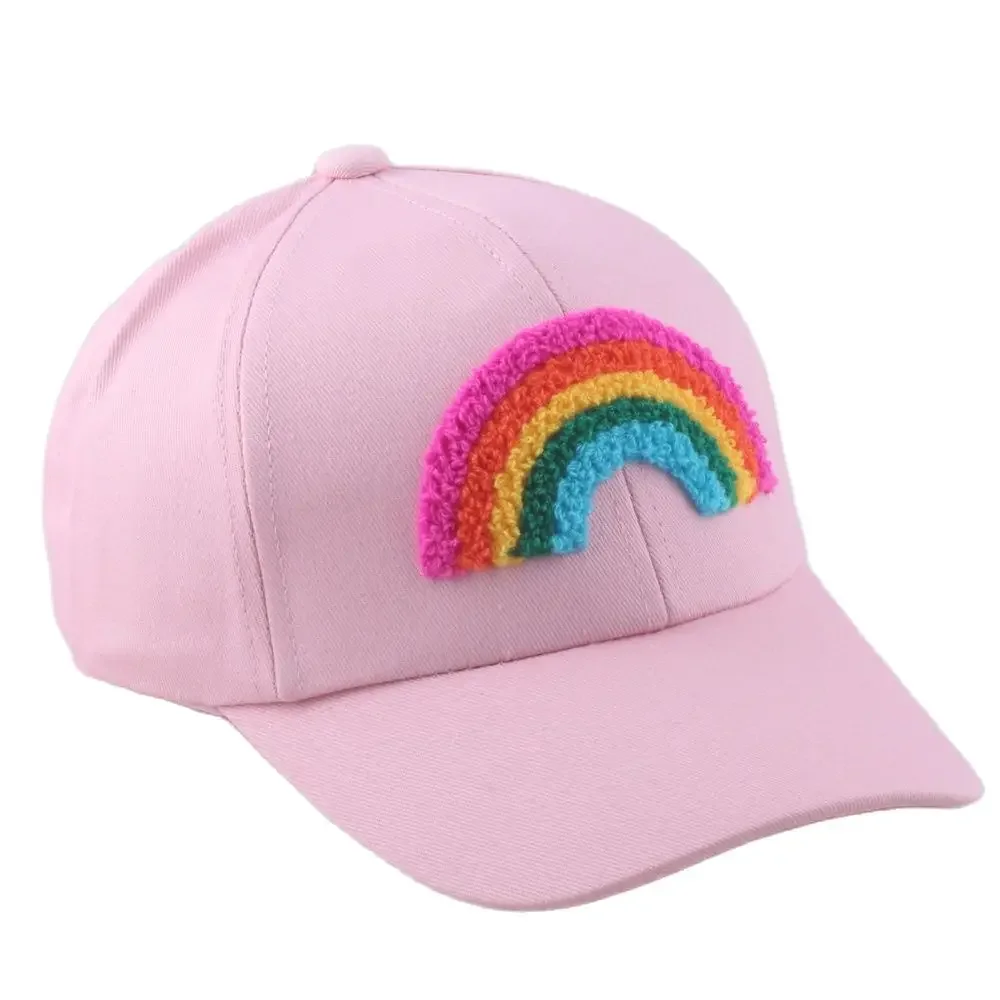 Cute style 2 to 7 years baby sun hat outdoor sun hat snapback cap baseball cap girls rainbow pink hat for summer beach vacation