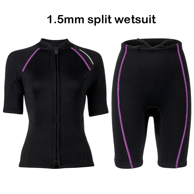 New 1.5mm Short Sleeve Wetsuit for Men Women Split Diving Surfing Snorkeling Pants Top Keep Warm Neoprene Free-dive Swimsuit