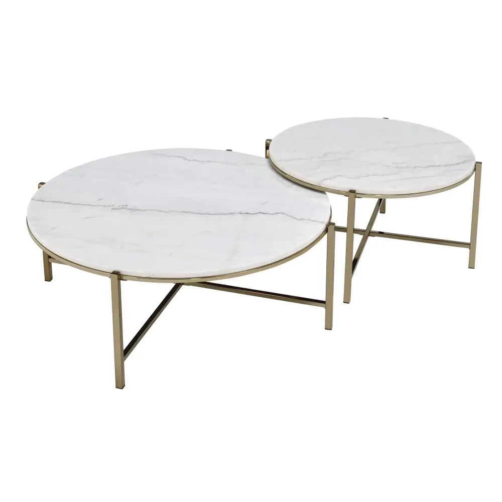 Marble Top Nesting Table Set with Nickel Finish - Zaidee 5