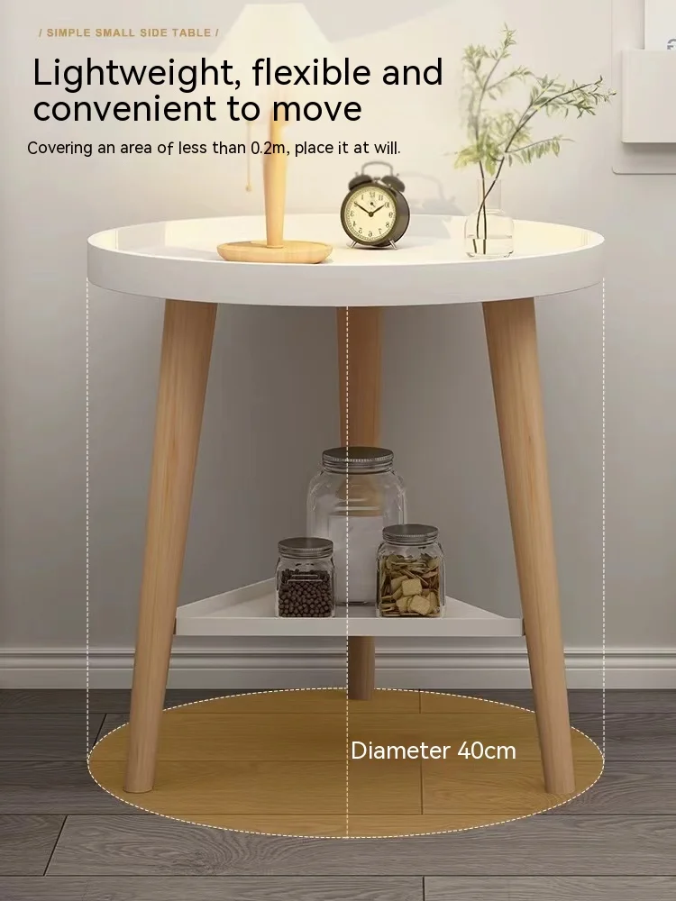 Round End Table Mental Side Table Nightstand/Small Wood Tables Accent Coffee for Living Room Bedroom Office Small Space
