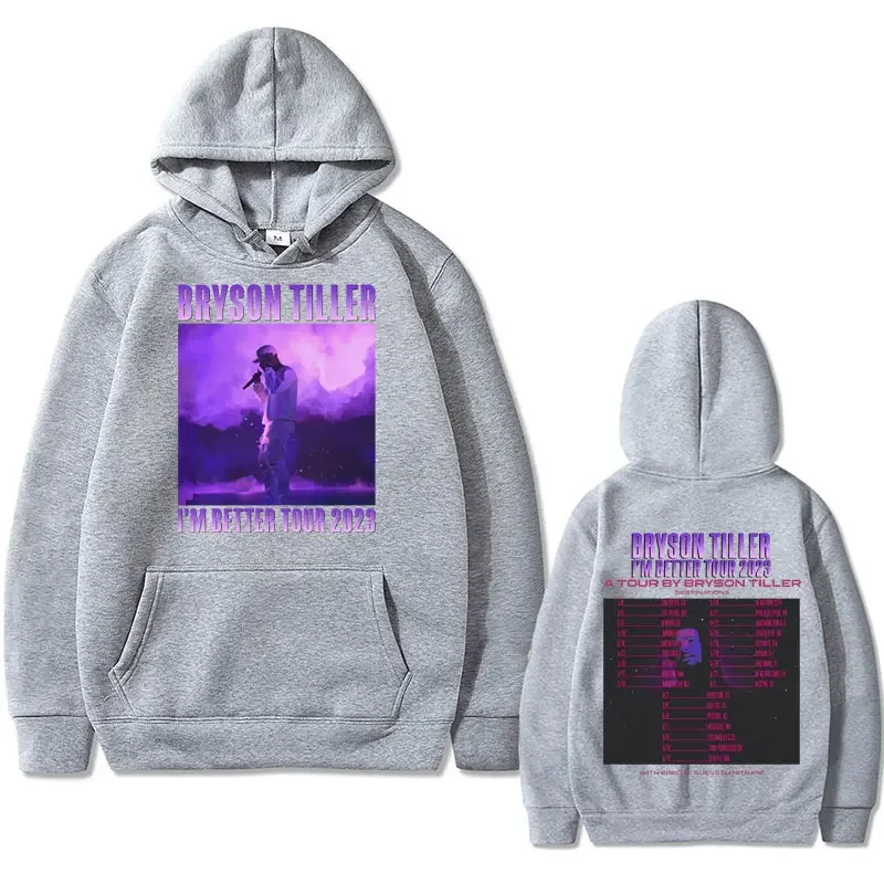 Rapper Bryson Tiller I'm Better Tour 2023 Graphic Print Hoodie Male Fashion Hoodies Men Women Hip Hop Loose Oversized Sweatshirt