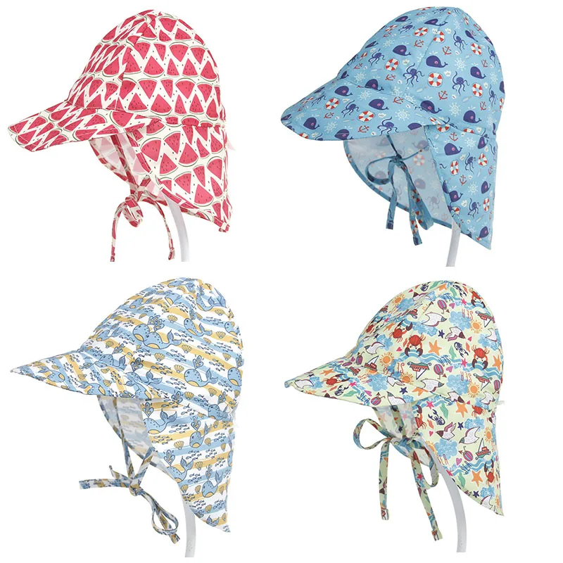 Baby Summer Sun Hat Baby Girls Boys Caps Cartoon Panama Children's Hat UV Protection SPF 50+ Kid Travel Beach Bucket