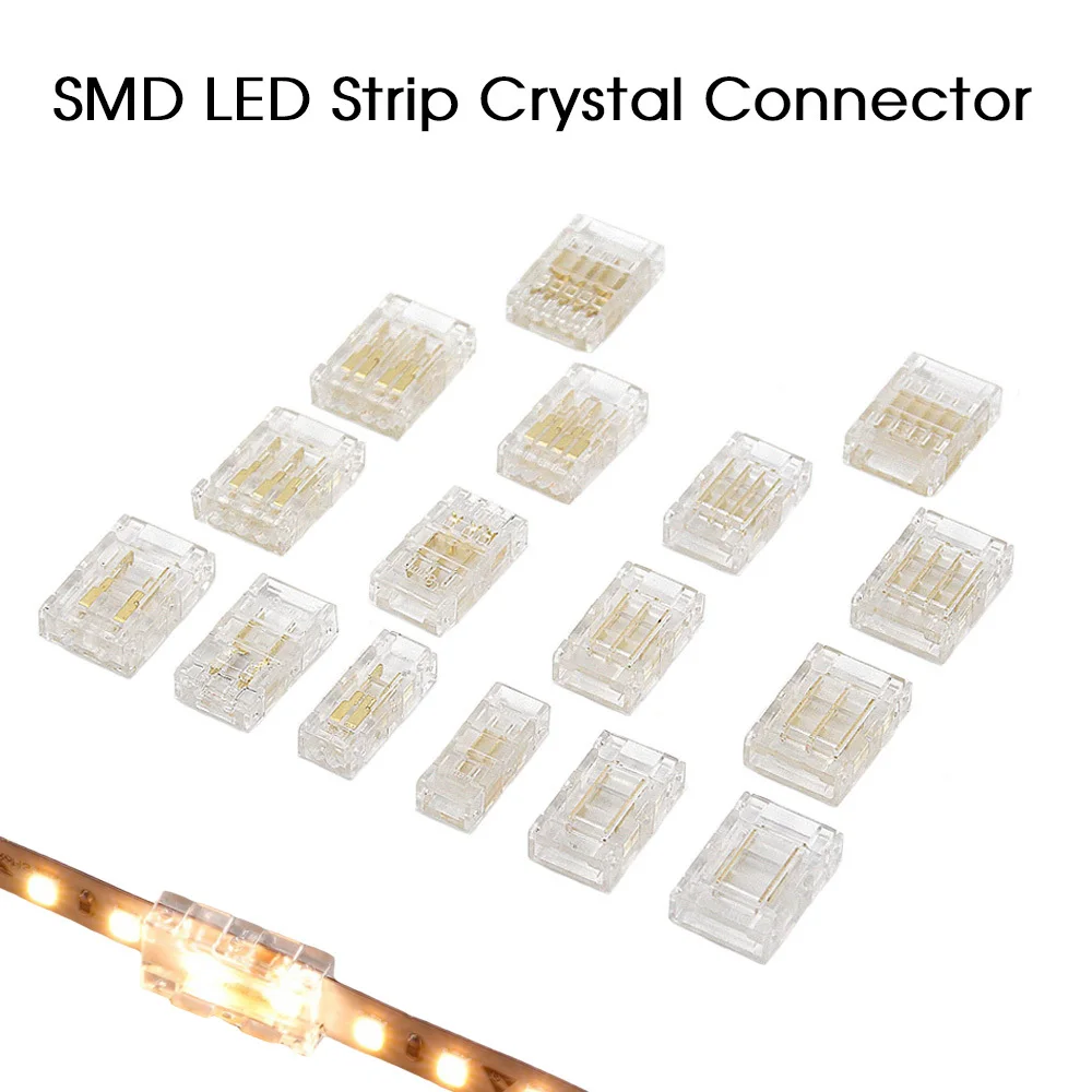 ตัวเชื่อมต่อสายไฟ LED SMD แบบต่อแถบกับแถบ แบบ 2 3 4 5 ขา ไม่ต้องบัดกรี แบบมินิบัคเคิล สำหรับสายไฟ RGB ขนาด 8 มม. แบบ Quick Terminal Block ไม่มีจุดมืด 1