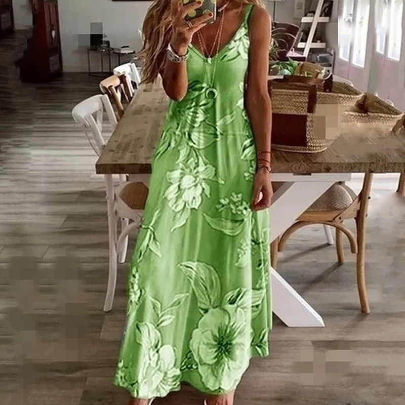 Vestidos largos de encaje y chiffon con tirantes finos Verde Menta