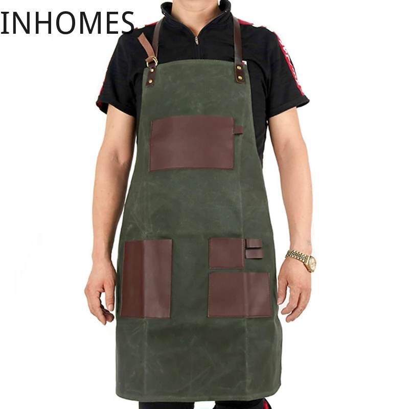 

Custom Logo Canvas Barista Coffee Flower Artist Work Apron Barber Hairdresser Shop Chef Outdoor Carpenter Apron Uniform delantal