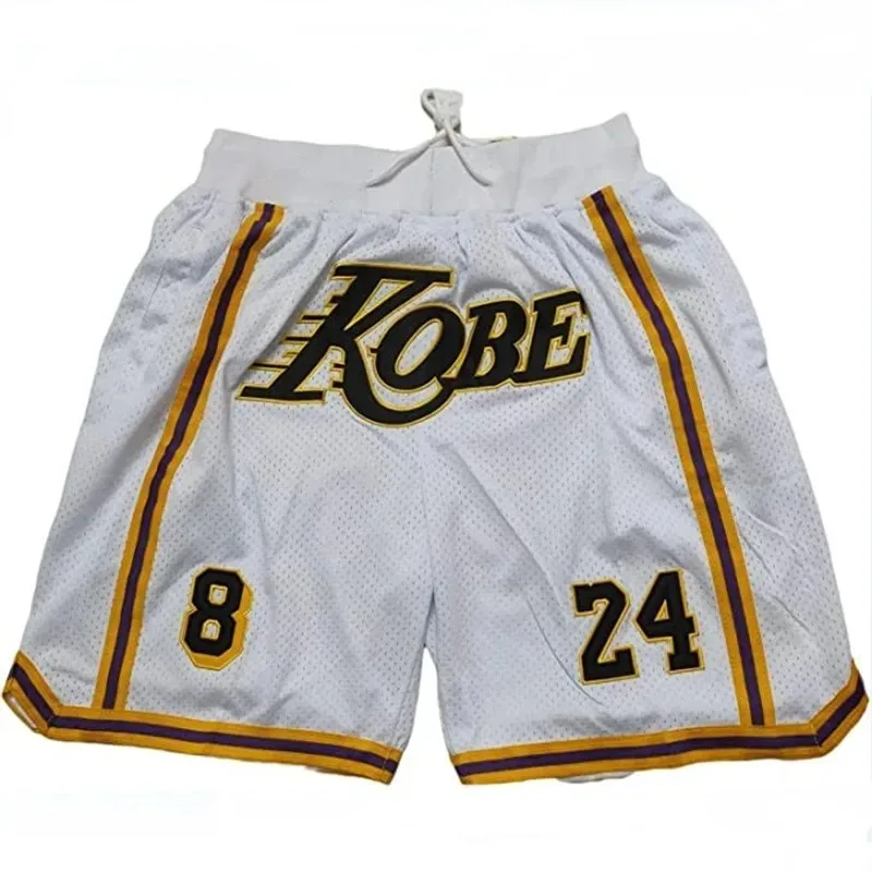 Men Basketball Sports Shorts Oversize Legend 24 Bryant Black MAMBA Embroidery High Street Hip Hop Breathable Middle Beach Pants