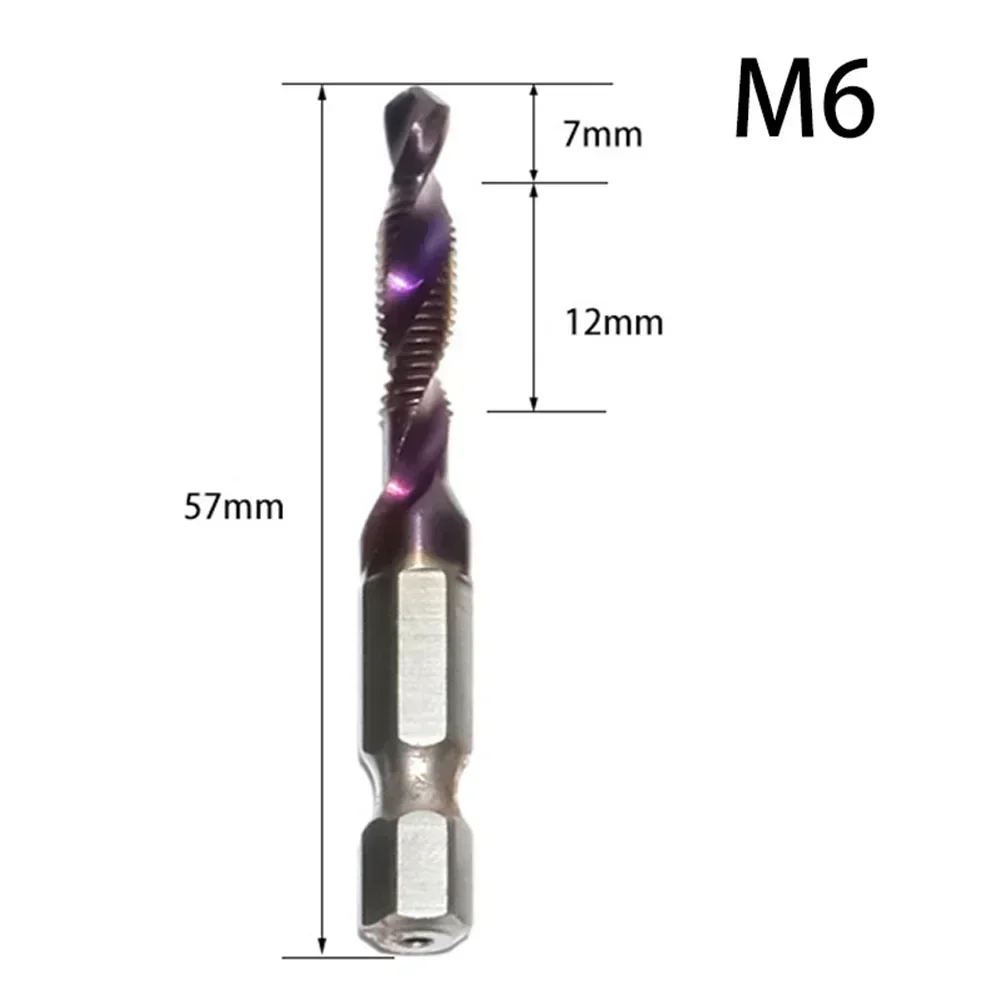 1PC HSS 탭 드릴 비트 세트 육각 섕크 구멍 태핑 모따기 나사 비트 나사 기계 복합 탭 M5 M6 M8 M10 수공구