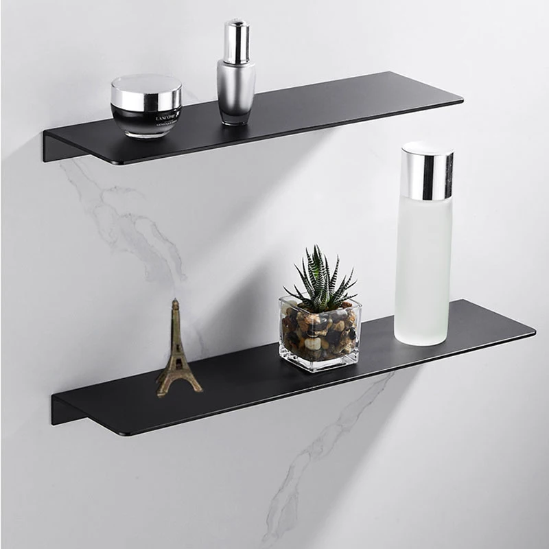 Bathroom Storage Rack 30-50cm Modern Matt Black White Bathroom Shelves  Punch Free Kitchen Wall Shelf Simplicity Home Accessories - AliExpress