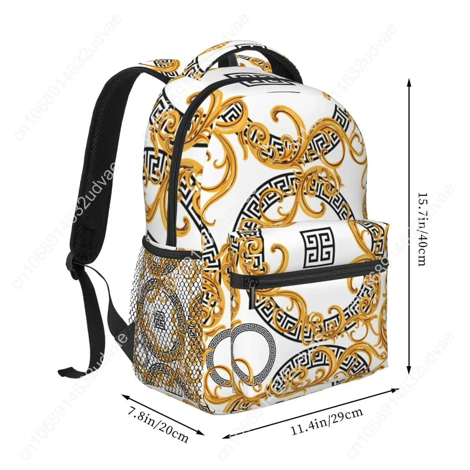 Female Backpack  Women Golden Baroque Backpack College School Bagpack Travel Shoulder Bags For Teenage Girls