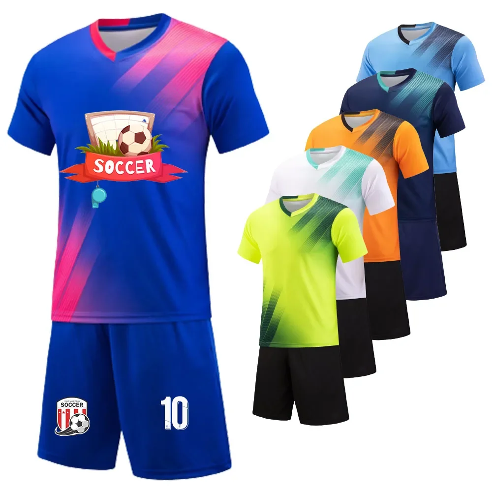 

Custom Kids Men's Football Team Shirt & Shorts Uniform Sets 23/24 Quick Dry Sublimation Blank Short Sleeve Soccer Jersey Clothes