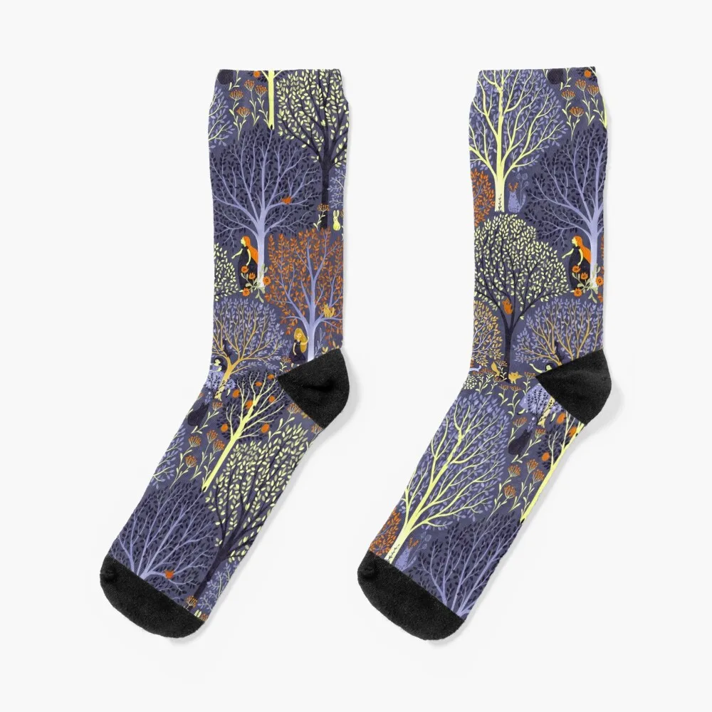 Magical Forest in blue Socks designer socks designer socks Socks Man Women's blue the grey official logo socks winter socks women