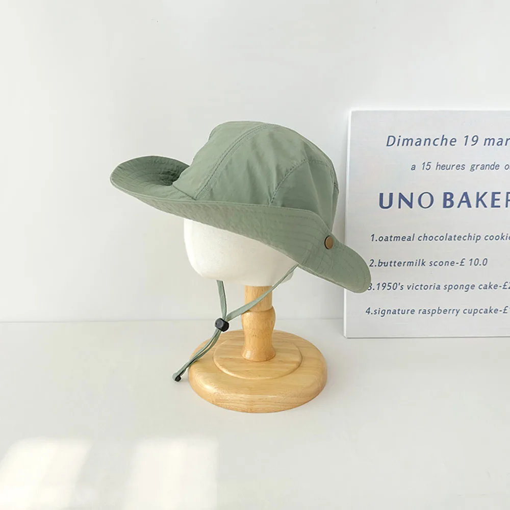 Pescatore Bambini Primavera Estate Ragazzi Ragazze Cappello Panama Viaggio all'aperto Cappellini da sole a tesa larga Tappo per lavabo in tinta unita_voghion.com