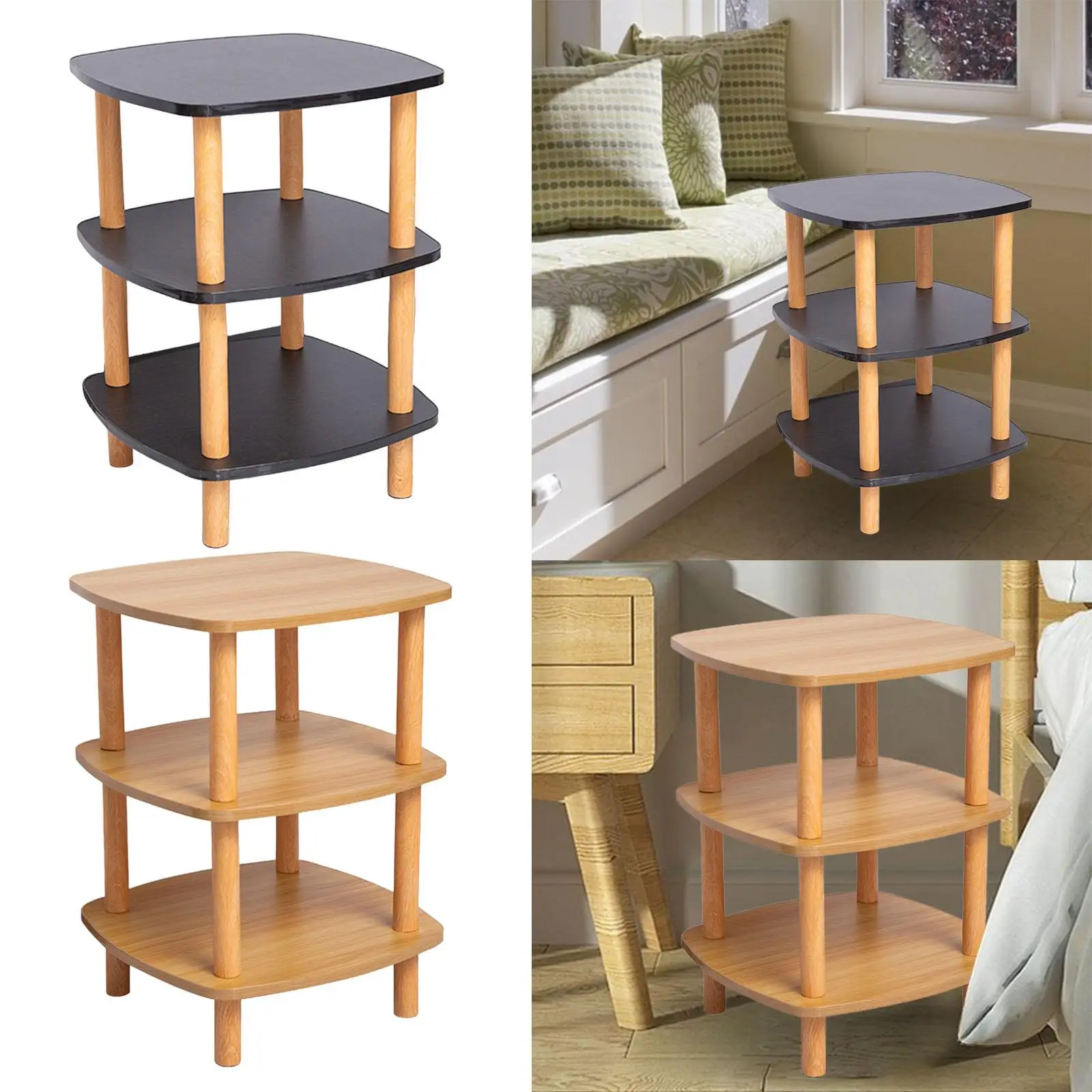 End Table 3 Tier Small Side Table Bedside Small Square Sofa Side for Sofa Living Room Office Spaces Bedroom