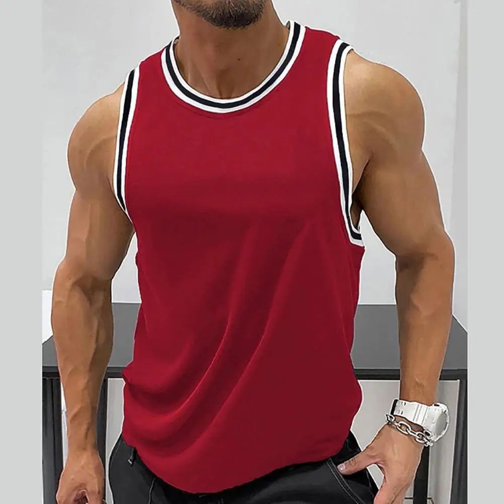 Description Picture 5 of itemSimple Men Fitness Vest Quick-drying Men Vest Men's Slim Fit Contrast Color Sleeveless Sport Fitness Vest Quick Drying for Gym