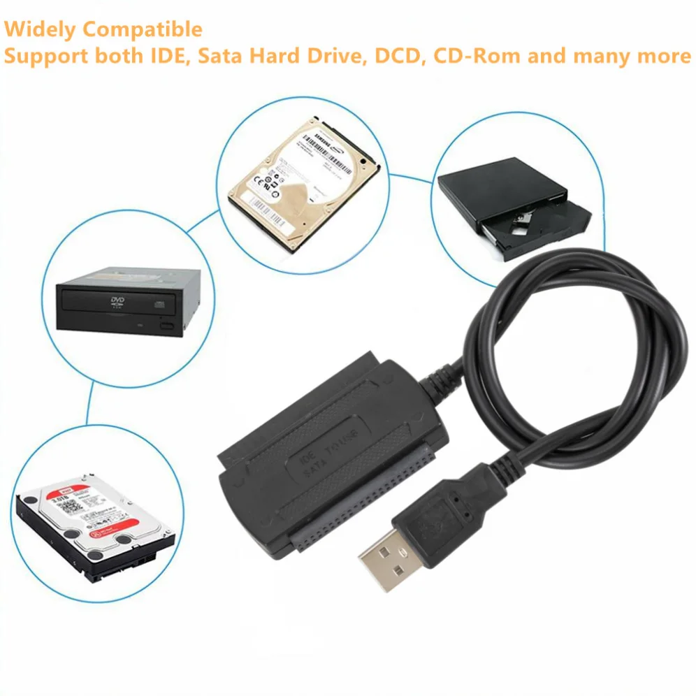 Grwigeou-cabo de Disco Rígido Usb 2.0 para Ide Cabo Sata em S-ata 2.5 in 3.5 in Adaptador Hdd Cabo Conversor para pc Laptop - Imagem 4
