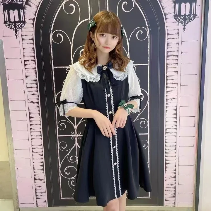 Rojita Women's Spring Summer Dress Ribbon Doll Collar Sweet