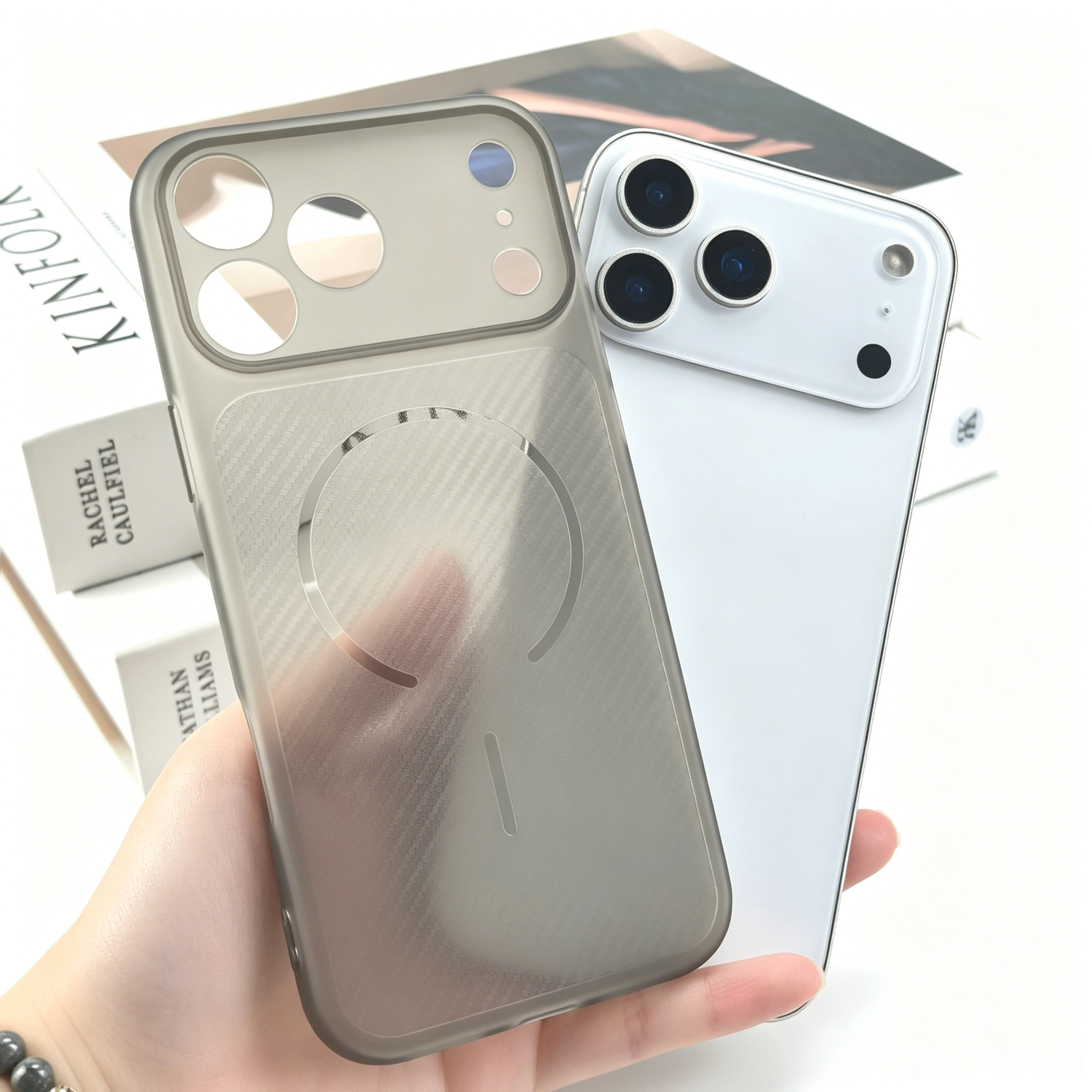 Frosted Translucent Carbon Fiber Texture Shockproof Phone Case
