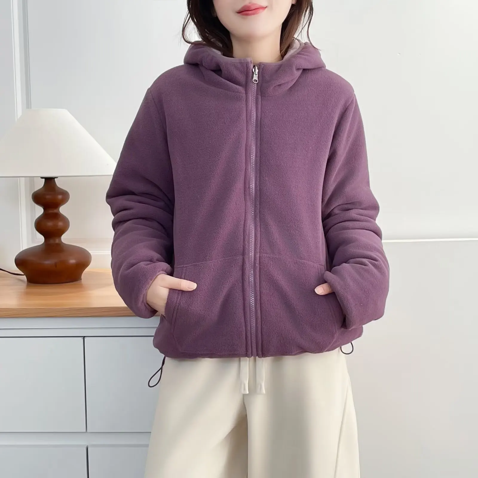 XXXXL Fashion Plus Size Women's Parkas 2025 Winter Simple Casual Wear On Both Sides Fleece Hooded Padded Jacket Warm Coat 2557