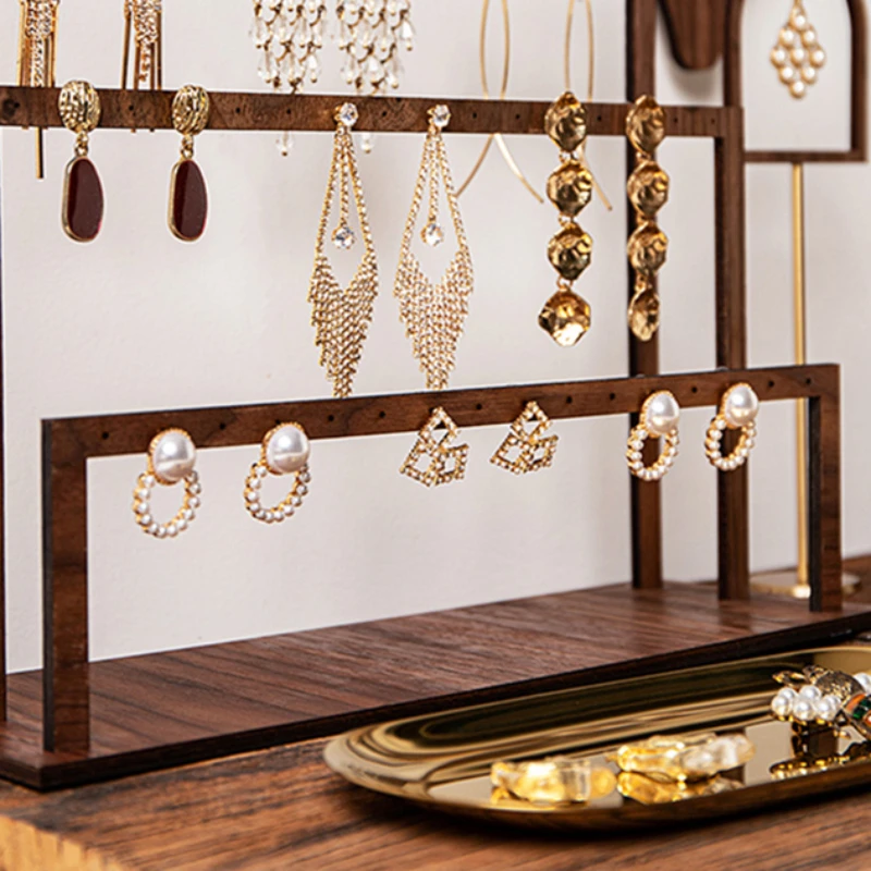 창의적인 월넛 벽 귀걸이 랙 링 브래킷, 목걸이 랙 귀걸이 디스플레이 랙, 책상 쥬얼리 디스플레이