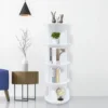 16296-e6c972.jpg Durable Rotating Bookcase with Steel Column Bearing, 360° Silent Rotation, Tool-Free Mortise and Tenon Installation