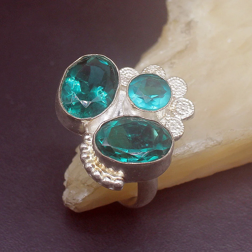 

Gemstonefactory ювелирные изделия большая акция один уникальный 925 серебро Multi зеленый топаз для женщин девушек кольца 9 #20215337