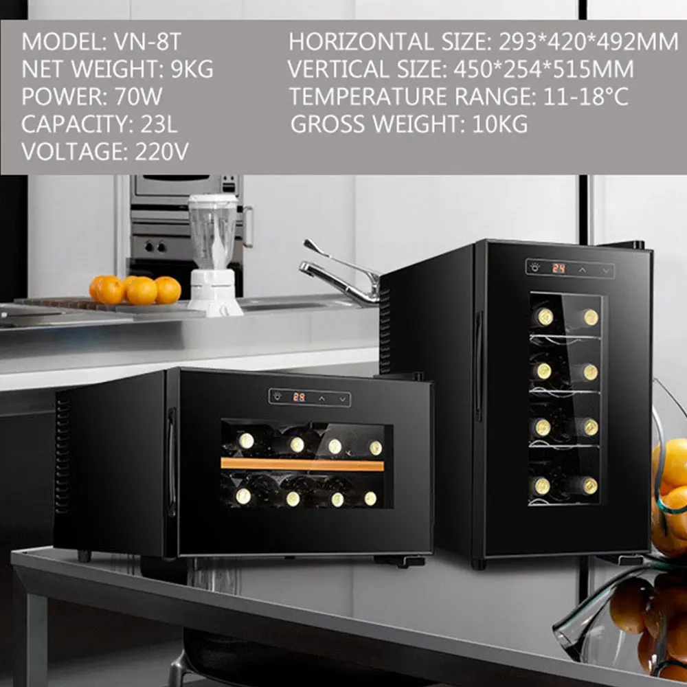 Electronic Wine Cooler Thermostat Wine Cooler Tea Refrigerator Small Mini For Household Use 8Pcs