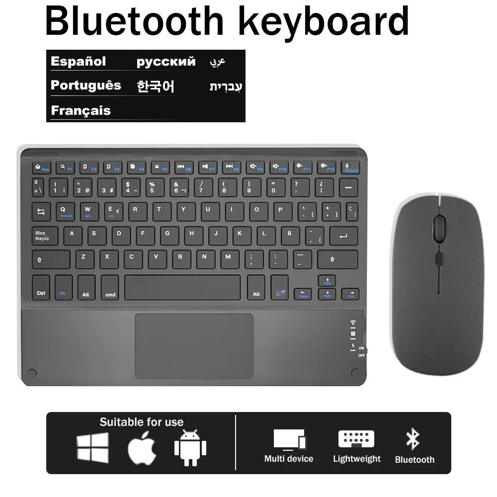 TrackPad Bluetooth Keyboard With Mouse For IOS Android Windows Wireless