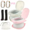 Travel Potty for Kids Toddler ABS Plastic Portable Potty with Stable Anti-slip Bottom Sturdy Curve Design Foldable Potty with 1