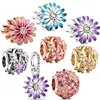 Openwork Pink Purple Golden Blue Daisy Flower Charm Bead Fit Original European Silver 925 Bracelet Necklace DIY Women  Jewelry 1