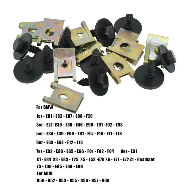 Hex Head Tapping Socket 20pcs Bolt Screw Clips Speed Fastener BMW Engine Shield under Tray Splash Guard