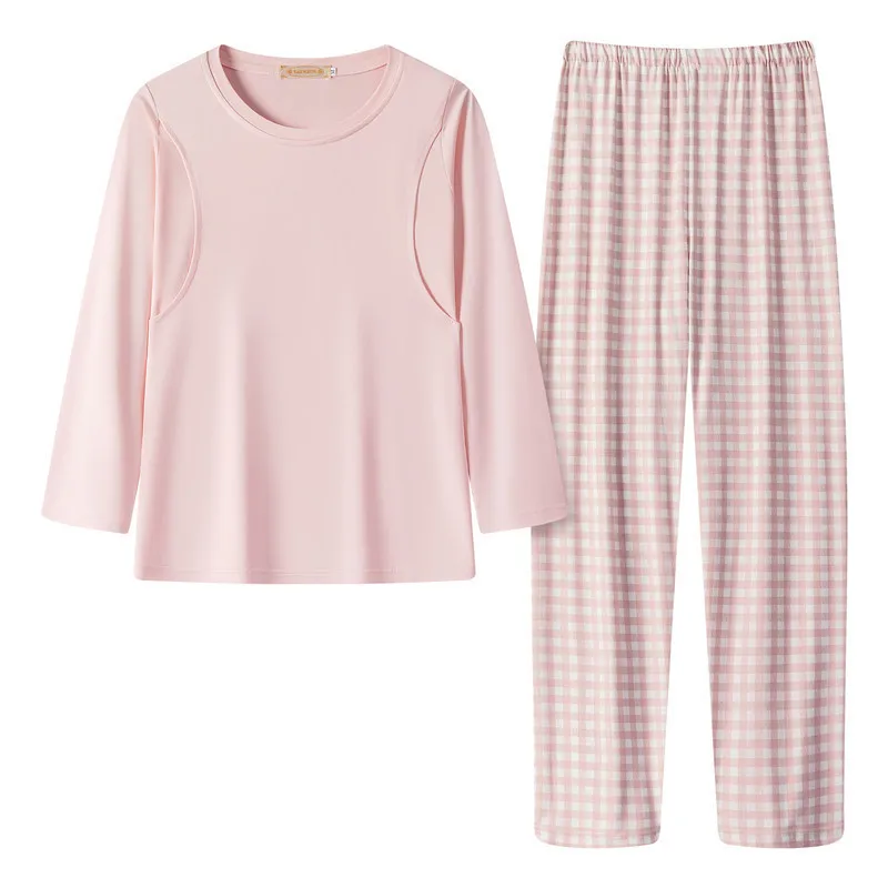 Maternity Wear Thin Pajamas Home Wear Monthly Wear Suit Breastfeeding Suit Long-Sleeved Home Wear Suit Maternity Casual Wear 5