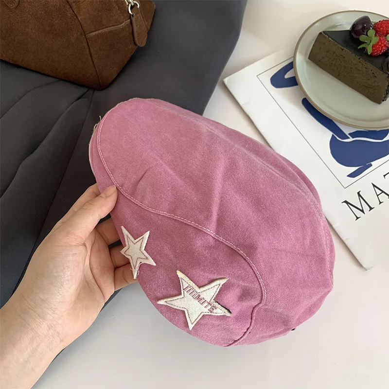 Panama women's fashionable retro star forward hat Y2k newsboy beret Cap H260