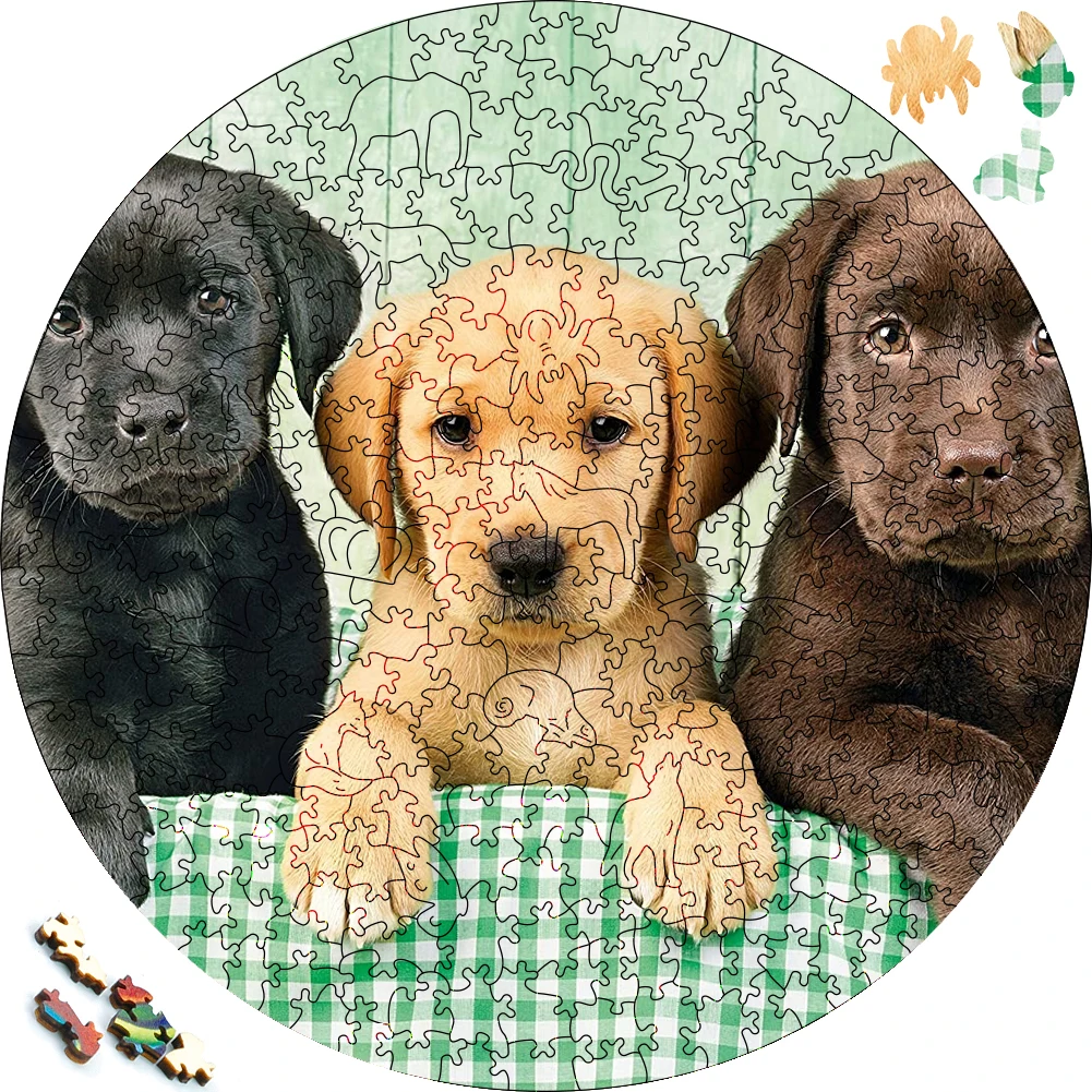 Interesting Wooden Jigsaw Puzzles Three Dogs 3D Wood Puzzle Craft Irregular Family Interactive Puzzle Toy Best Gift for Adults t5ec cube puzzle fingertip spinner for activity center stimulation irregular cube interactive montessori toy gift kid